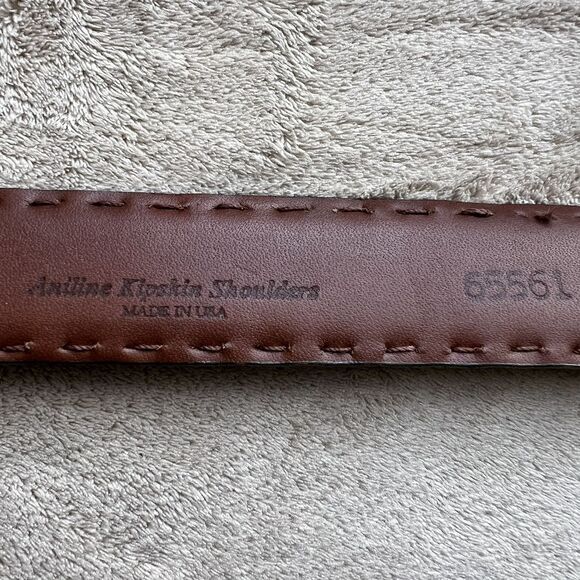 Torino Aniline Kipskin Shoulders Brown  Leather Belt Men’s 40 Made in USA 65561 - Picture 10 of 15